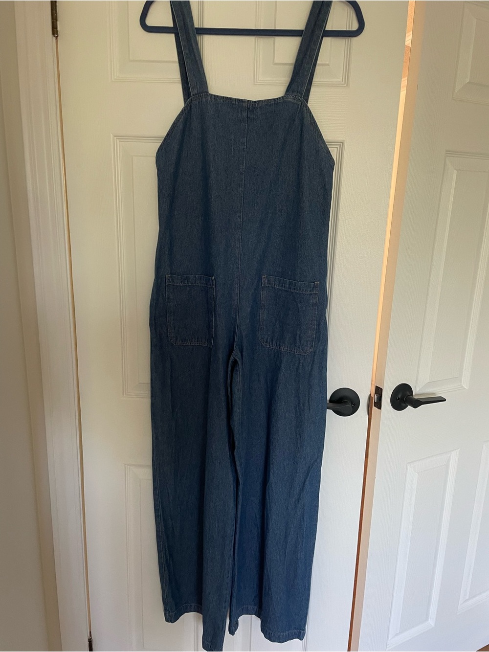 Zara Dark Blue Denim Wide-Leg Jumpsuit